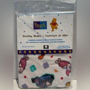Vintage Y2K Winnie The Pooh Disney Baby Receiving Blanket 30" X 36" New Sealed